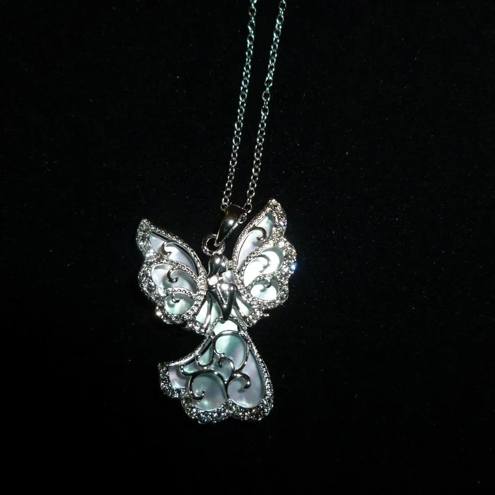 Michael Anthony Sterling Silver Angel Pendant w/Chain - Picture 1 of 9
